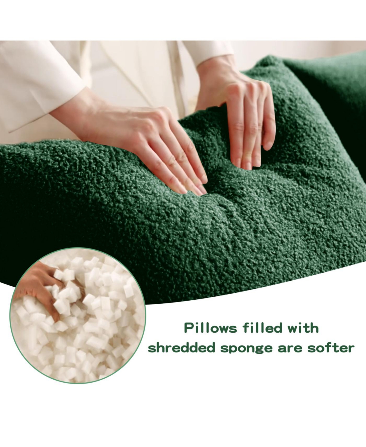 Streamdale Furniture Boneless Sofa, 3 Seat Teddy Fabric, Anti-Slip, Curved Armrests