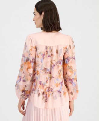 Women's Printed Chiffon Peplum Blouse