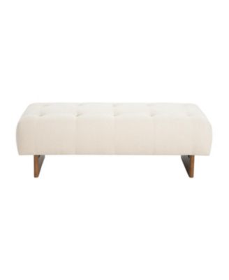 Streamdale Rectangular Tufted Linen Ottoman Bench with Solid Wood Legs, Beige
