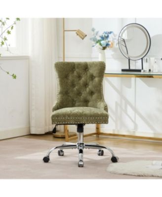 Modern Chenille Tufted Office Chair with Chrome Base, Adjustable Swivel