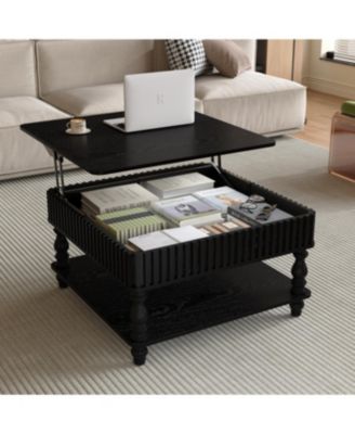 Fluted Lift-Top Coffee Table with Storage