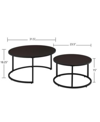 Modern Faux Leather Nesting Coffee Table Set of 2