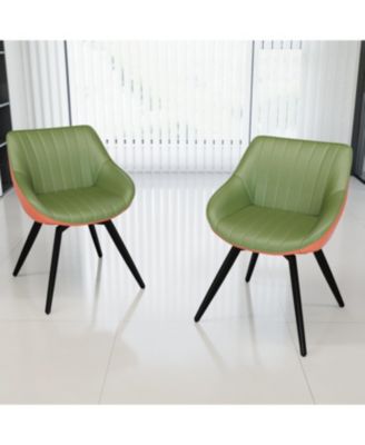  MDF Modern Round Coffee Table Set with 2 PU Dining Chairs