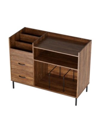  Record Player Stand with Adjustable Shelves & Speaker Shelf