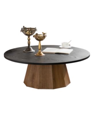 Round Coffee Table -Sturdy Wooden Tea Table for Living Room