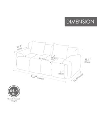 73" Modern Modular Sectional Loveseat, 2 Seater Tufted Cloud Convertible Couch with 2 Pillows