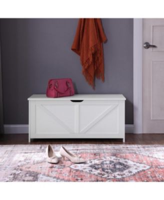 Retro Toy Box Organizer Entryway Storage Bench with 2 Hinges