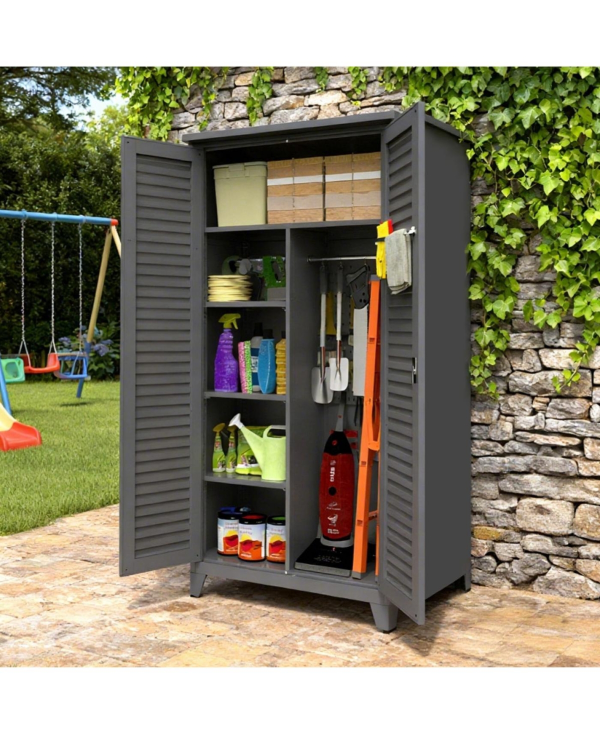 Streamdale Furniture 73" Tall Metal Tool Storage Cabinet with Ample Storage for Garage, Warehouse, Garden, Office, Bath