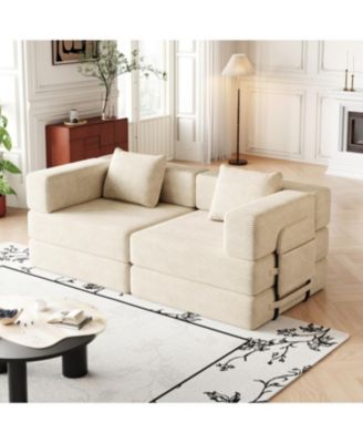 Convertible Corduroy Sofa Bed with Storage