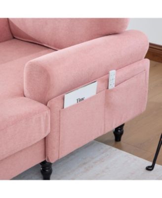 Modern Minimalist Chenille Chaise Lounge Recliner Sofa with Armrests & Storage