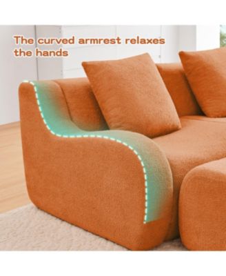 Three-Seat Teddy Fabric Sofa