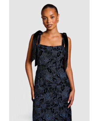Women's Velvet Lace Tie Shoulder Dress