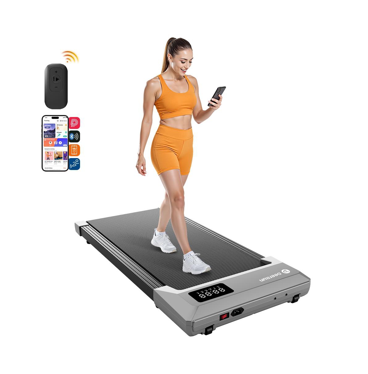 Deerrun 15.3539.37 inches Run Belt Treadmills 2.5HP 2 in 1 Led Display 0.6-5MPH 350 Lbs Weight Capacity