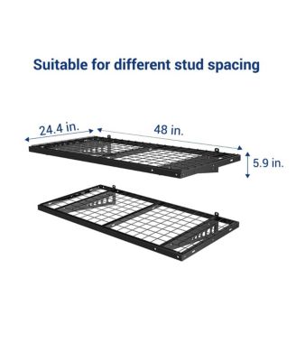 BR24B-E 24 Deep × 48 Wide Heavy-Duty Wall Shelf with Brackets (Black) 2-Pack