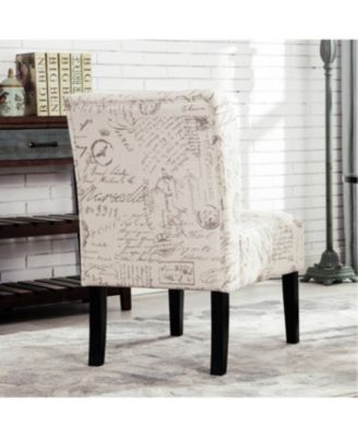  Capa English Letter Print Fabric Armless Contemporary Chair