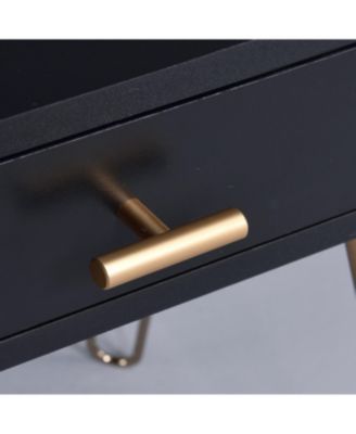  Hailey Black and Gold Wood Storage End Table