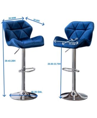 Breni Velvet Diamond Tufted Swivel Adjustable Height Barstool