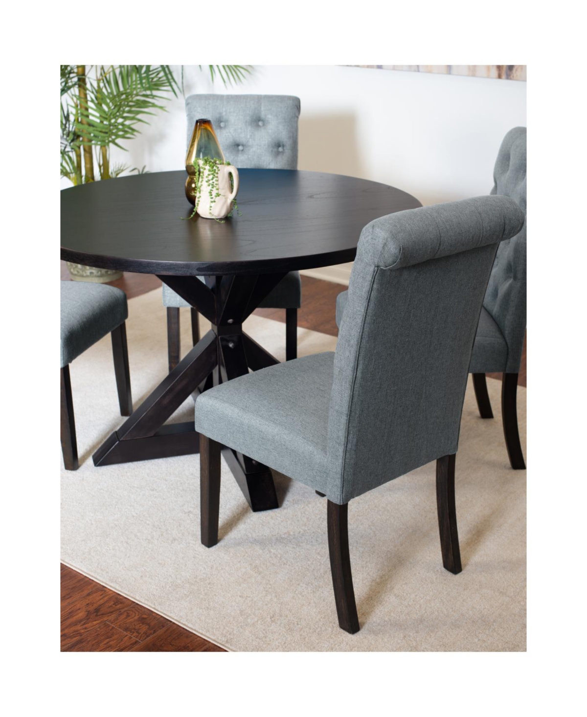 Streamdale Furniture 5-piece Dining Set, Cross-Buck Dining Table with 4 Stylish Chairs