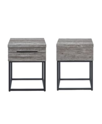 Astral 3-Piece Bedroom Set: Tufted Wingback Bed & Two Gray Nightstands