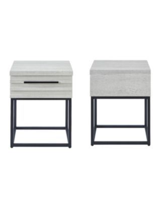  Astral 3-Piece Bedroom Set: Tufted Wingback Bed & 2 White Nightstands