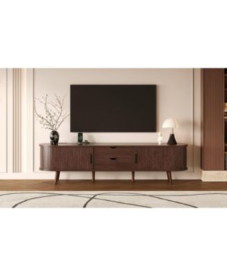 70" Mid Century Modern TV Stand with Tambour Doors & Drawers
