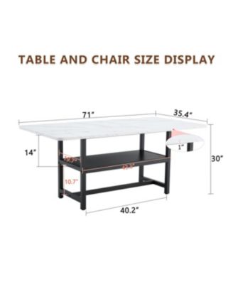  71" Dining Table with White Textured MDF Top & Storage Platform