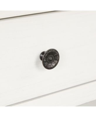 48" Solid Pine Wood Top Console Table with 3 Drawers & 2 Shelves (Antique White/Brown)