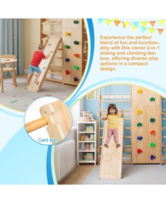 All-in-One 10-in-1 Indoor Climbing Set with Rock Wall, Swings, Rings, Ladders