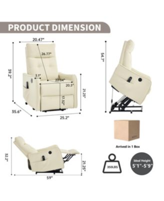 Beige PU Power Lift Recliner Chair with Massage, Heat, USB for Elderly