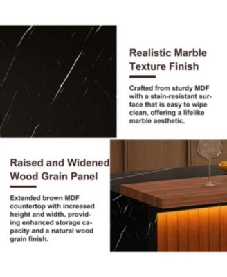 Marble Kitchen Island with LED Lighting & Grille Details