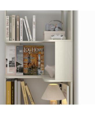 6 Tier L-Shaped Corner Bookshelf for Living Room/Bedroom, White