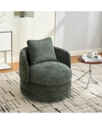 30"W Modern Round Swivel Barrel with Pillow