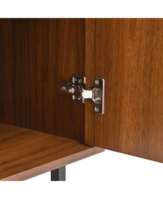 Modern Art Solid Wood Sideboard, 59"W, Wave Relief, Walnut Texture, Iron Legs