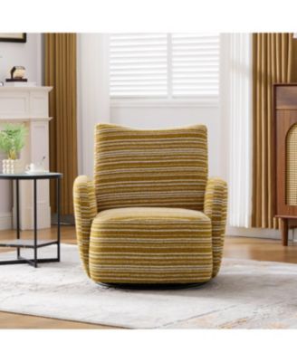 Modern 360 Swivel Leisure Chair with Striped Armrest