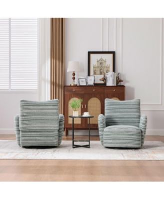 Modern Style Swivel Leisure Chair with Striped Armrest