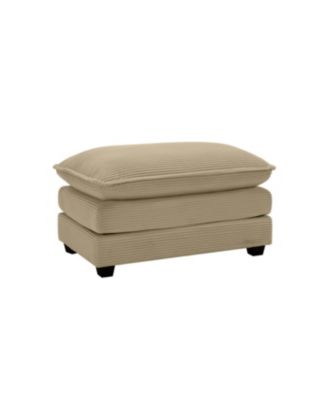 Ottoman Footstool in Tan Corduroy Fabric
