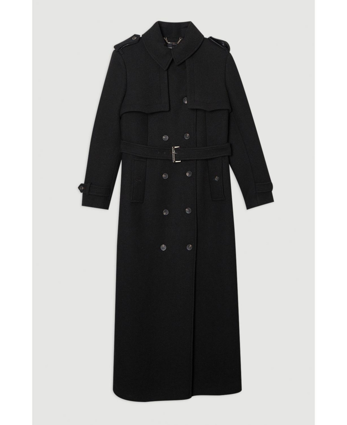 Karen Millen Women's Wool Mix Belted Trench Maxi Coat