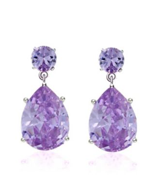 Women's White Gold Plated Colored Cubic Zirconia Drop Earrings