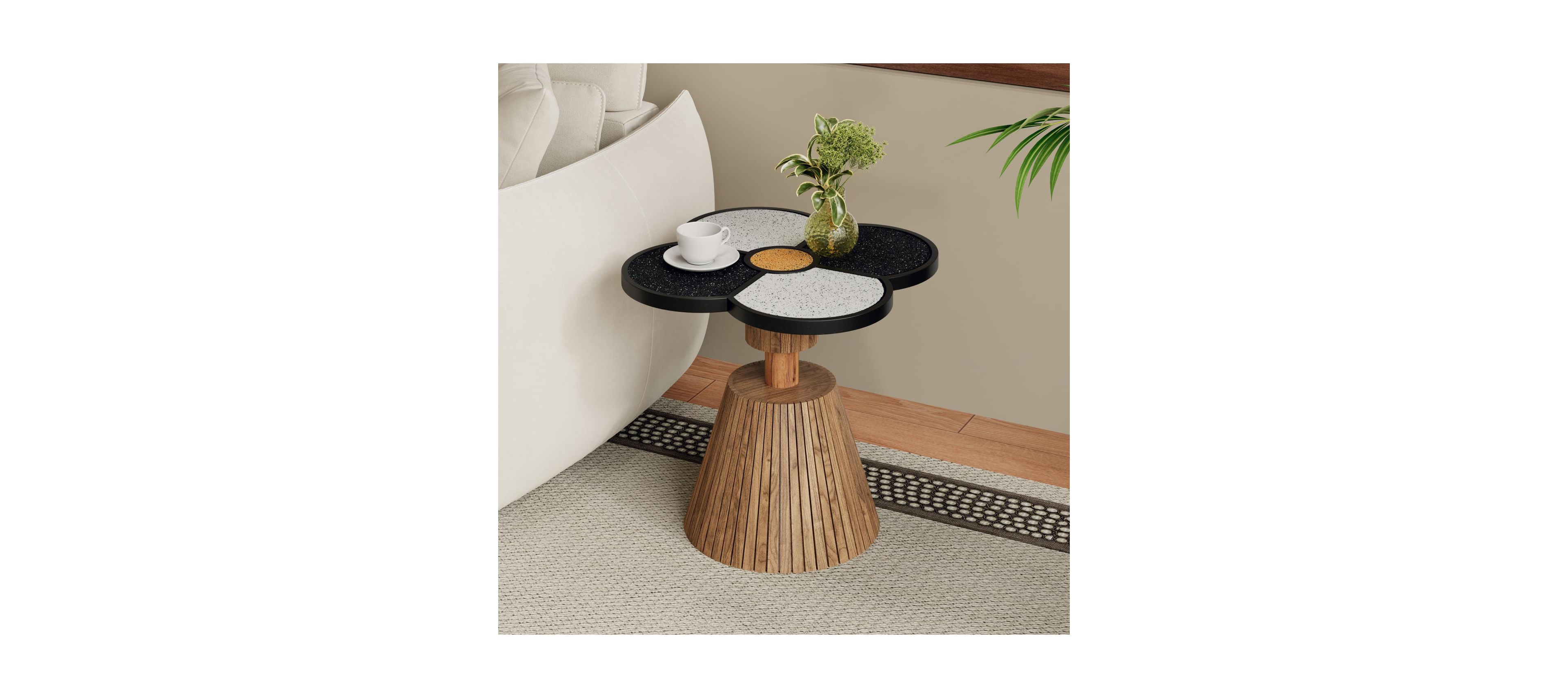 Streamdale Furniture Streamdale Unique Four-Leaf Clover Side Table for Living Room & Small Spaces