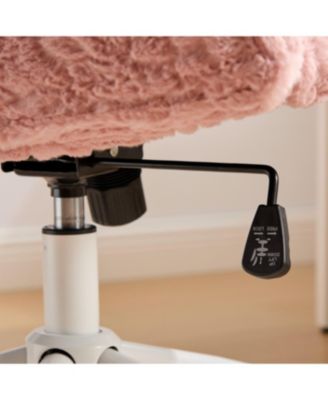 Pink Rabbit Hair Office Chair with Metal Base