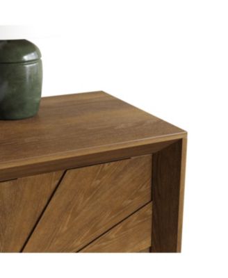 Streamdale Rustic Farmhouse Credenza - Sunburst Doors, Adjustable Shelves (Antique Brown