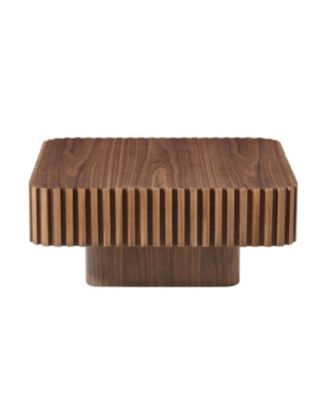 Streamdale Modern Handcraft Drum Coffee Table, Walnut Color