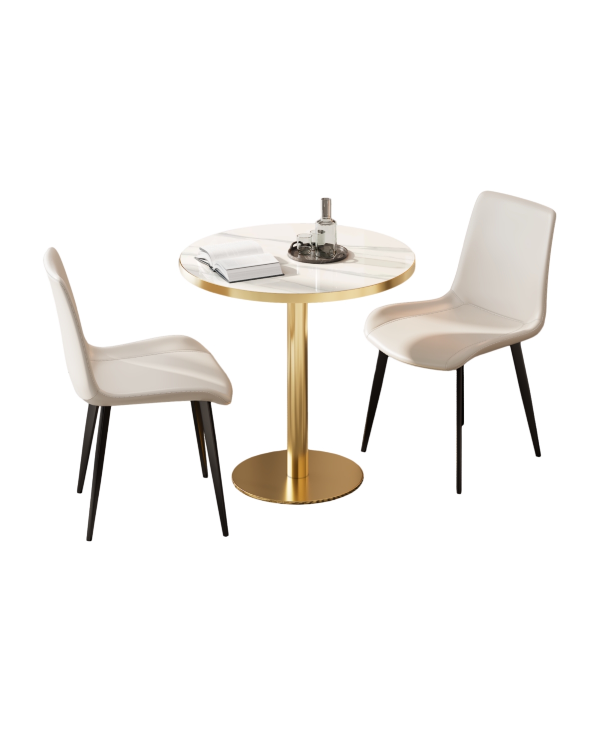 Streamdale Furniture Streamdale Dining Chairs 2PCS, Modern Upholstered Faux Leather Kitchen Chairs