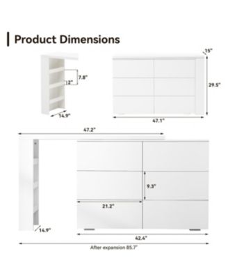 Streamdale Six drawers, removable desktop, three storage compartments, white table