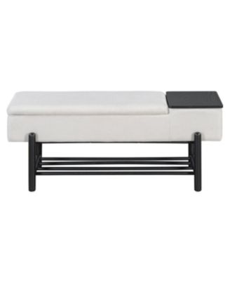 Streamdale Farmhouse Upholstered Storage Bench with Hidden Compartment (Black