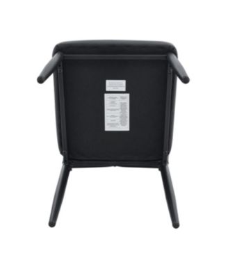 Streamdale Set of 4 Black Dining Chairs, 37" High, Ergonomic PU Backrest