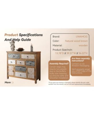  Vintage Wooden Accent Chest with 7 Drawers & 2 Cabinets