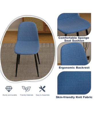 63-inch Farmhouse Industrial Dining Table Set with 4 Blue Chairs