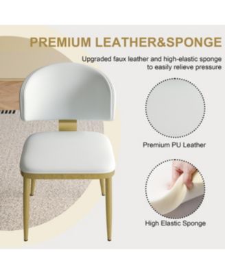 Streamdale Dining Chairs Set of 2, Modern PU Leather Metal Dining Chairs - White
