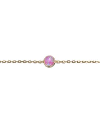 14K Gold Plated with Pink Cubic Zirconia Adjustable Bracelet